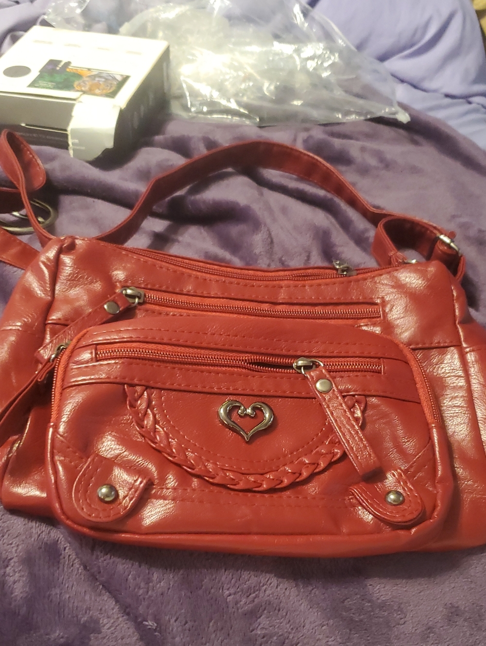 Red Heart-Accent Crossbody Bag - Women